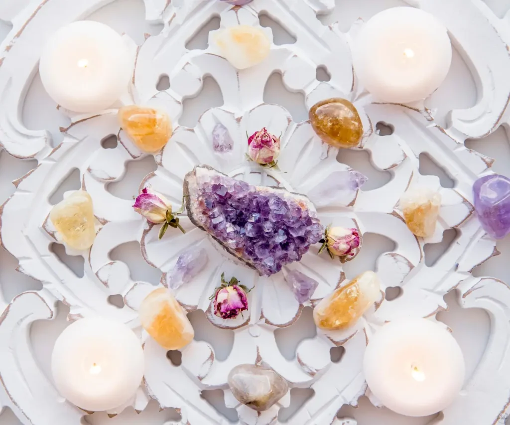 flowers and crystals