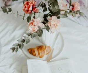 breakfast croissant flower book