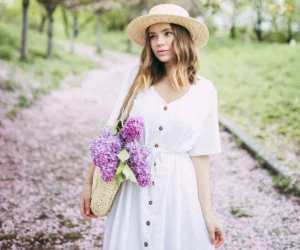 woman with flowers
