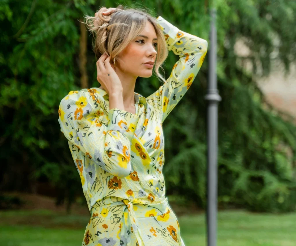 woman in flower dress