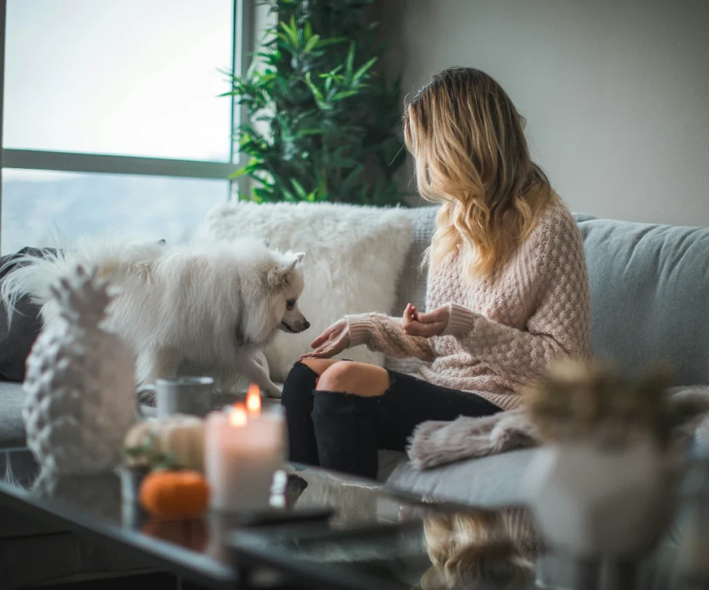 woman and her dog