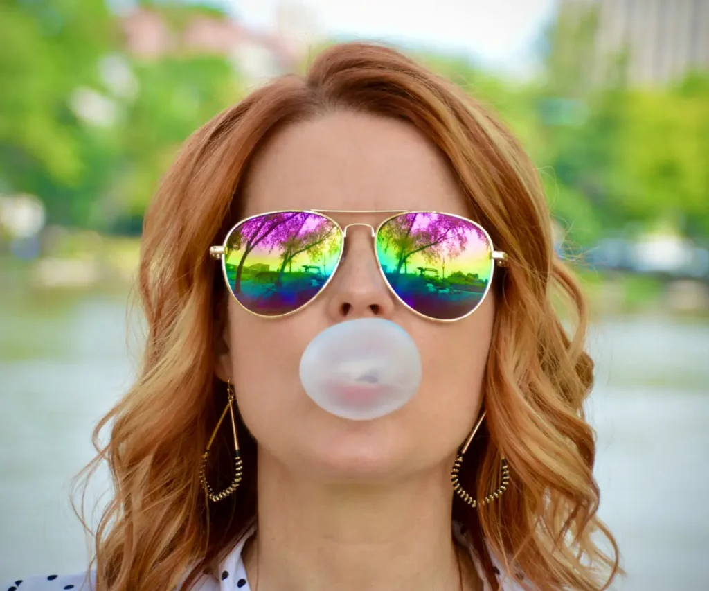 woman with bubble gum