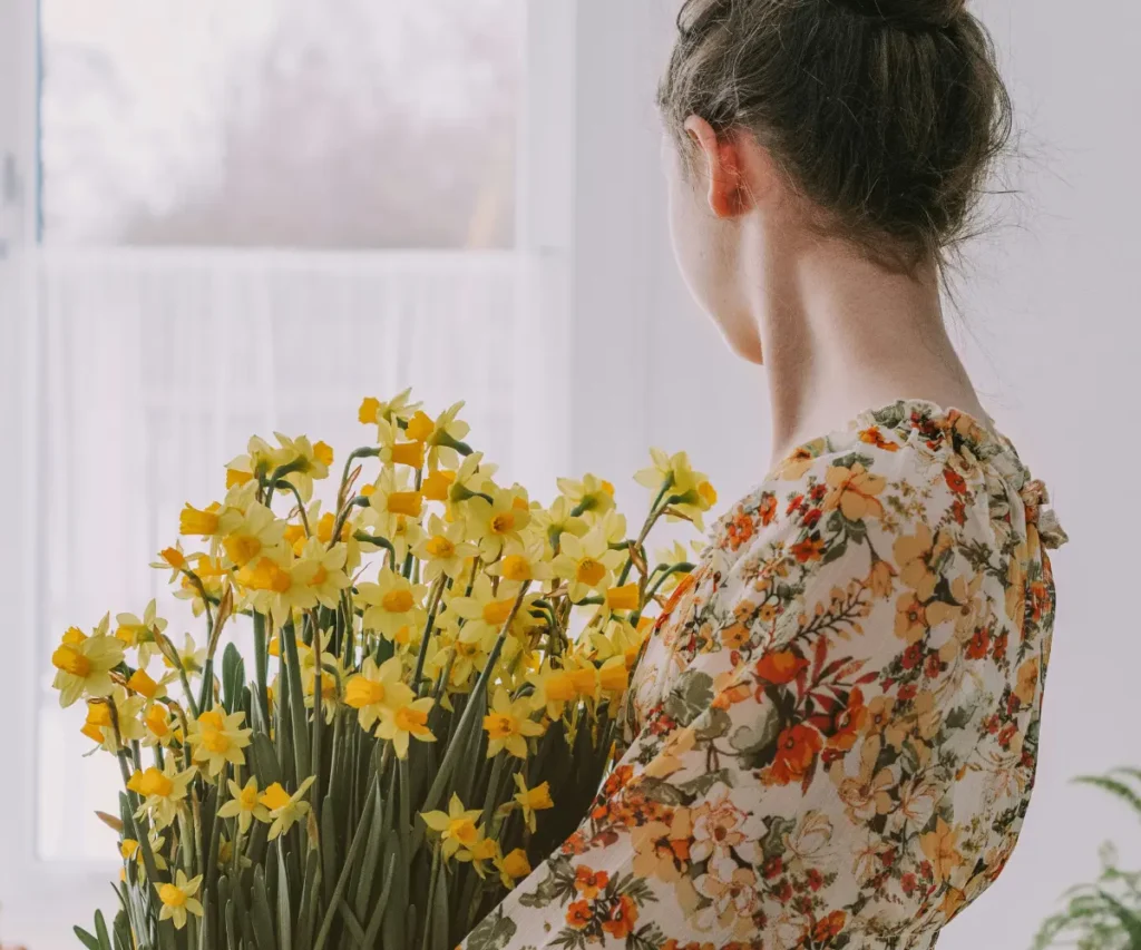 woman with flowers
