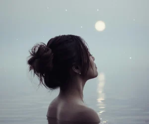 woman and moon