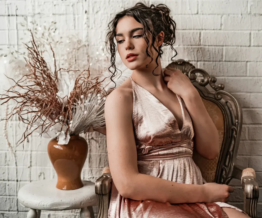 woman in satin dress