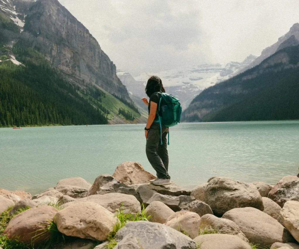 woman and lake