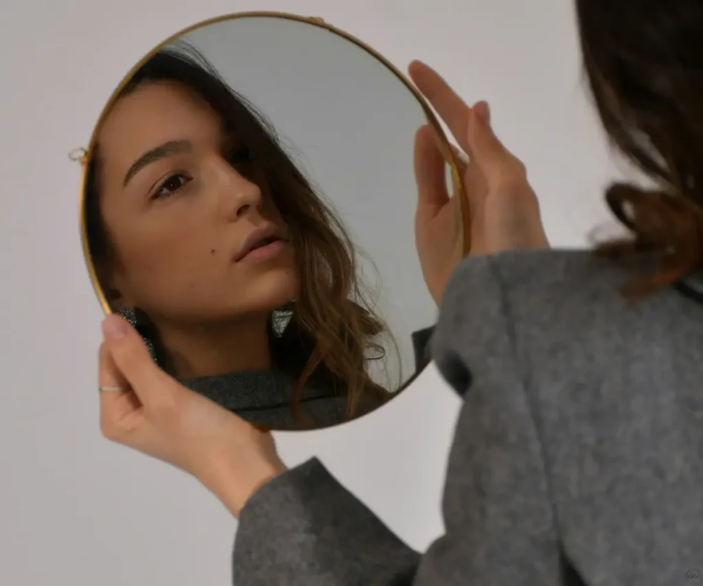 woman in mirror